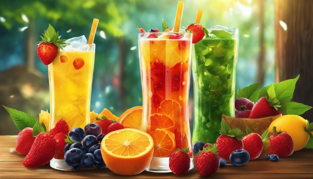 Energy drinks with fruits